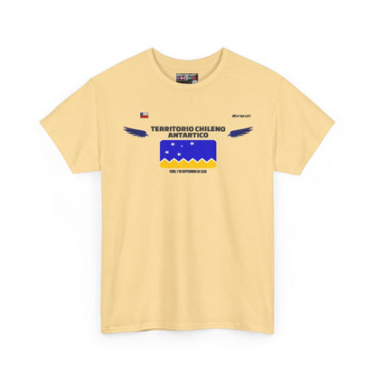 Chilean Antarctic Territory flag t-shirt in Yellow Haze — premium cotton, Nordenatt