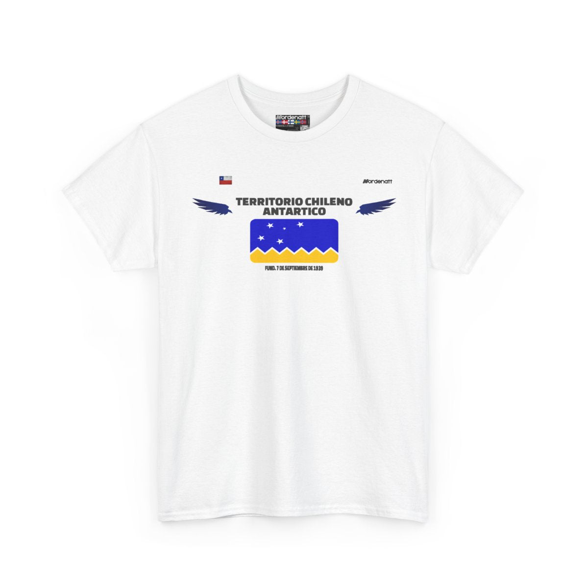 Chilean Antarctic Territory flag t-shirt in White — premium cotton, Nordenatt