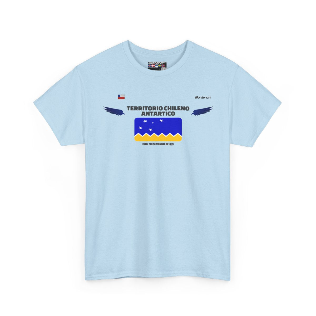 Chilean Antarctic Territory flag t-shirt in Light Blue — premium cotton, Nordenatt