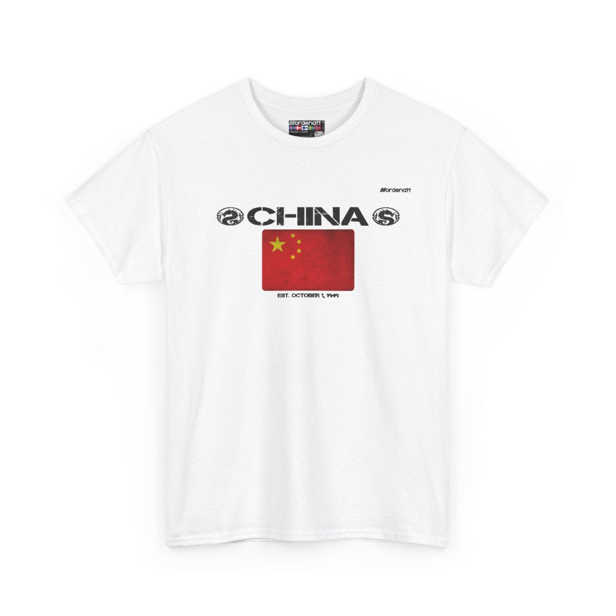 China flag t-shirt in White — premium cotton, Nordenatt