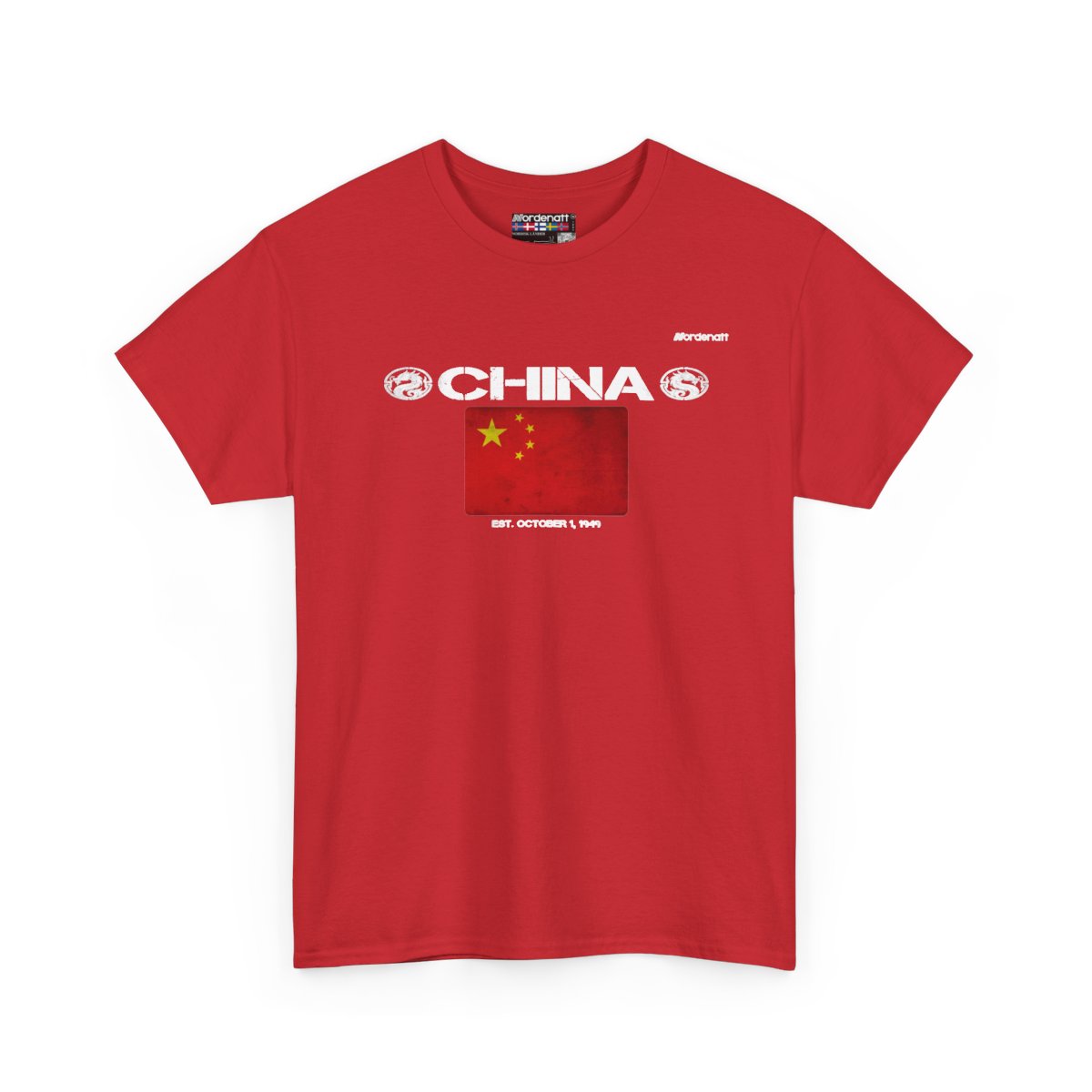 China flag t-shirt in Red — premium cotton, Nordenatt