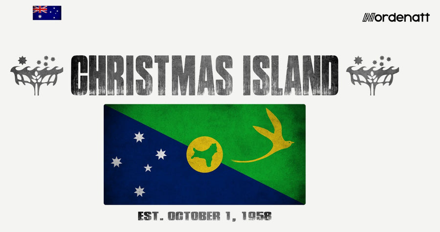 Christmas Island design preview: flag, date and emblem inspiration printed on light t-shirts (Nordenatt)