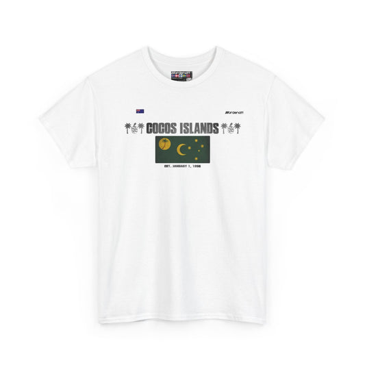 Cocos Islands flag t-shirt in White — premium cotton, Nordenatt