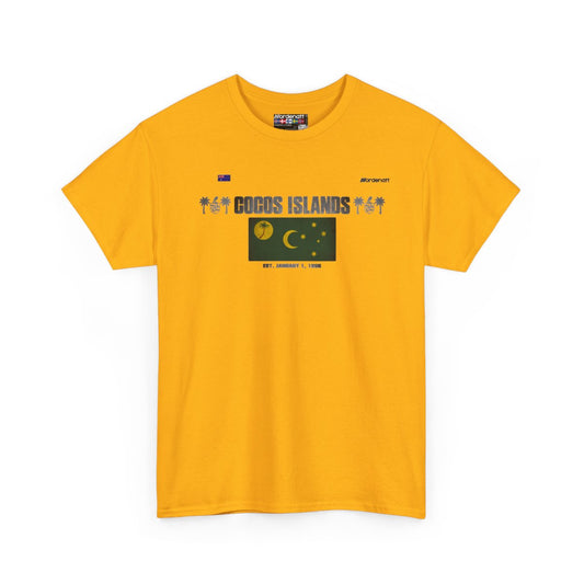 Cocos Islands flag t-shirt in Gold — premium cotton, Nordenatt