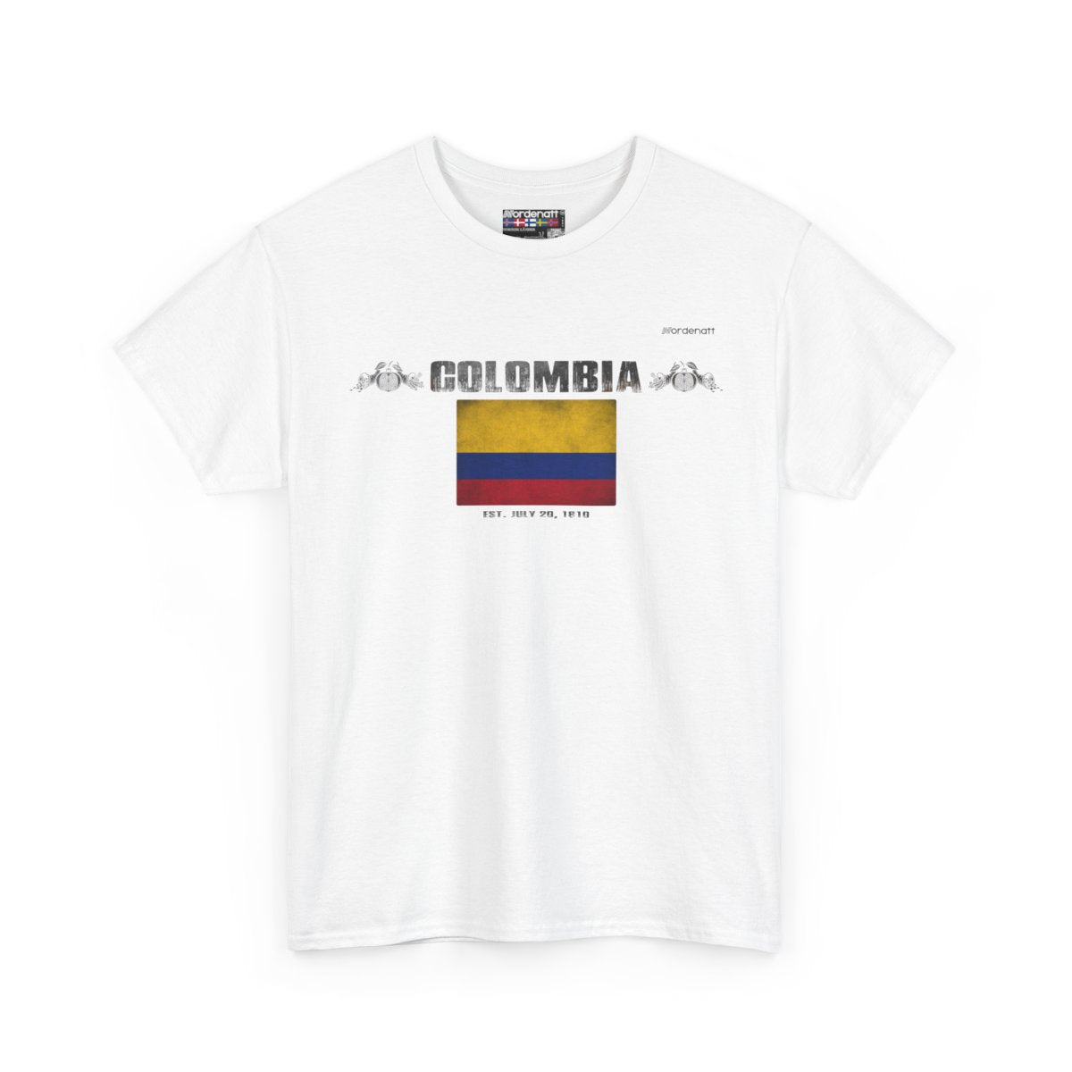Colombia flag t-shirt in White — premium cotton, Nordenatt