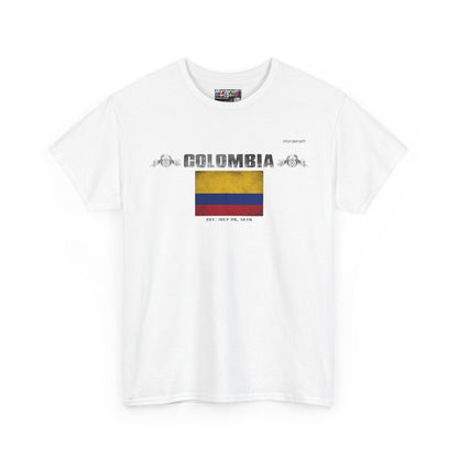 Colombia flag t-shirt in White — premium cotton, Nordenatt