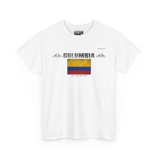 Colombia flag t-shirt in White — premium cotton, Nordenatt