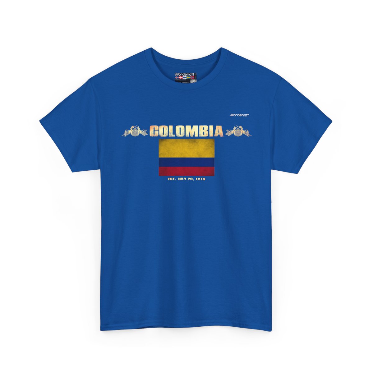 Colombia flag t-shirt in Royal — premium cotton, Nordenatt
