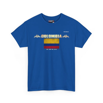 Colombia flag t-shirt in Royal — premium cotton, Nordenatt