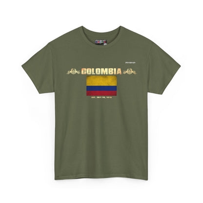 Colombia flag t-shirt in Military Green — premium cotton, Nordenatt