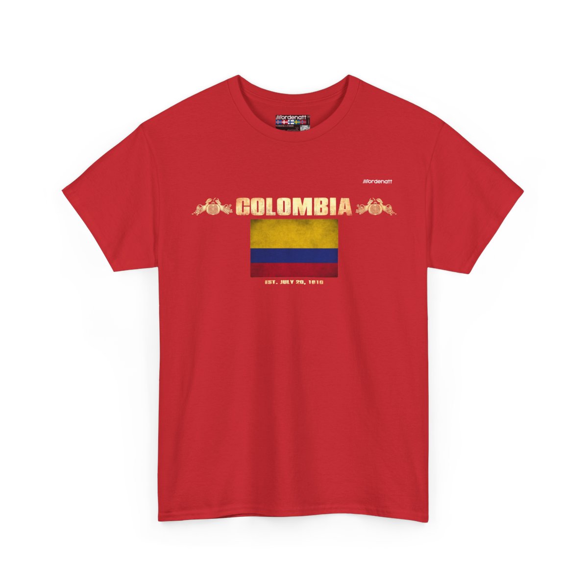 Colombia flag t-shirt in Red — premium cotton, Nordenatt