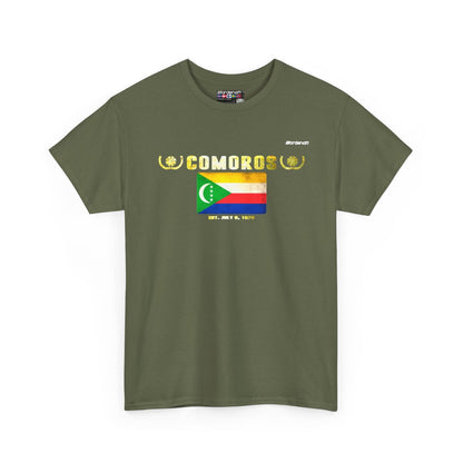 Comoros flag t-shirt in Military Green — premium cotton, Nordenatt