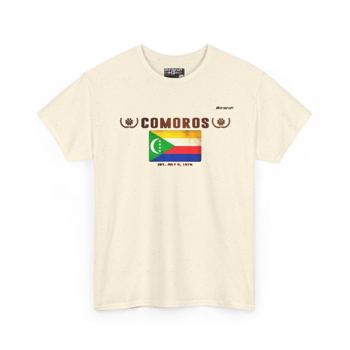 Comoros flag t-shirt in Natural — premium cotton, Nordenatt