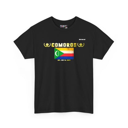 Comoros flag t-shirt in Black — premium cotton, Nordenatt