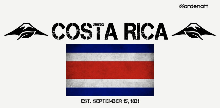 Costa Rica design preview: flag, date and emblem inspiration printed on light t-shirts (Nordenatt)