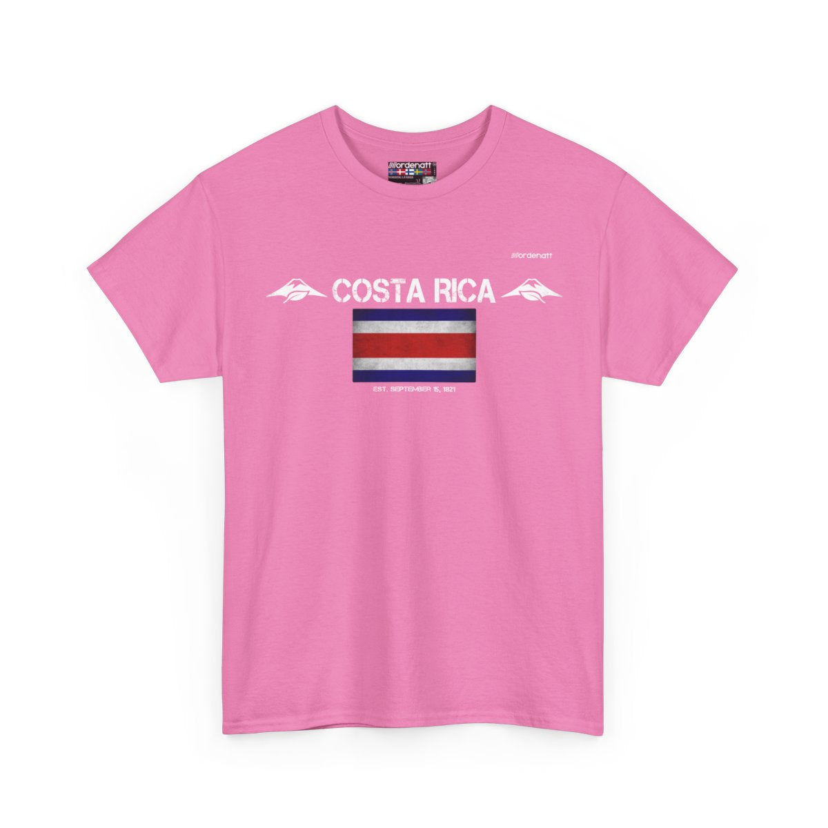 Costa Rica flag t-shirt in Azalea — premium cotton, Nordenatt