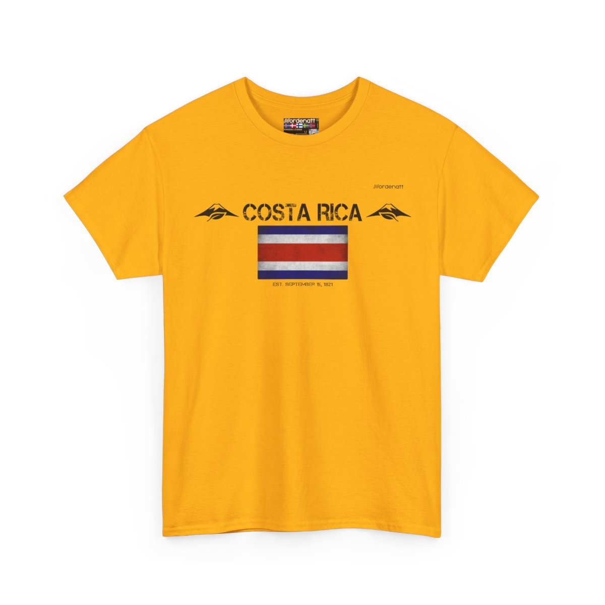 Costa Rica flag t-shirt in Gold — premium cotton, Nordenatt