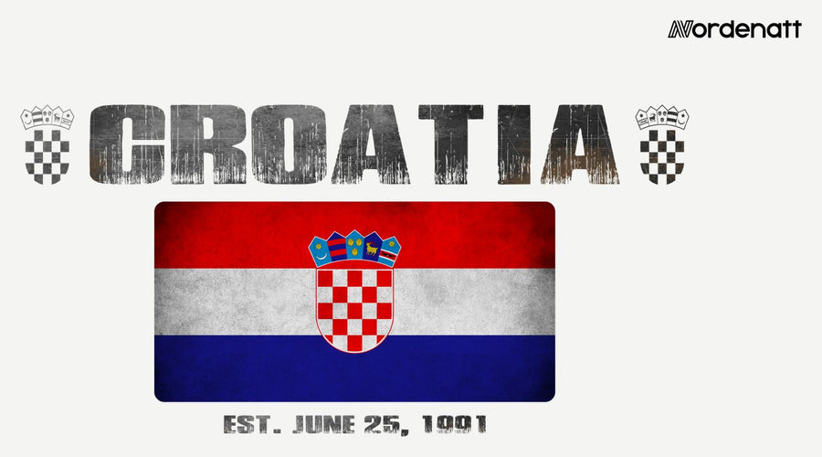 Croatia design preview: flag, date and emblem inspiration printed on light t-shirts (Nordenatt)