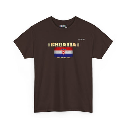 Croatia flag t-shirt in Dark Chocolate — premium cotton, Nordenatt
