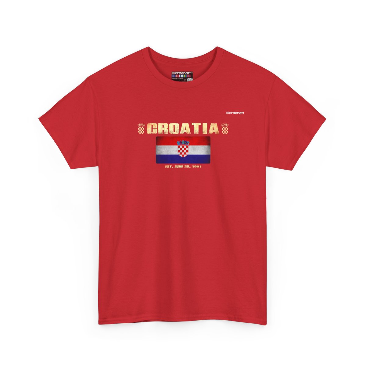 Croatia flag t-shirt in Red — premium cotton, Nordenatt