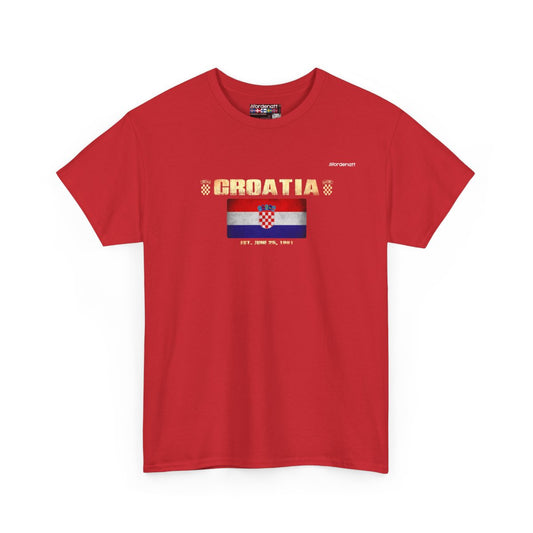 Croatia flag t-shirt in Red — premium cotton, Nordenatt