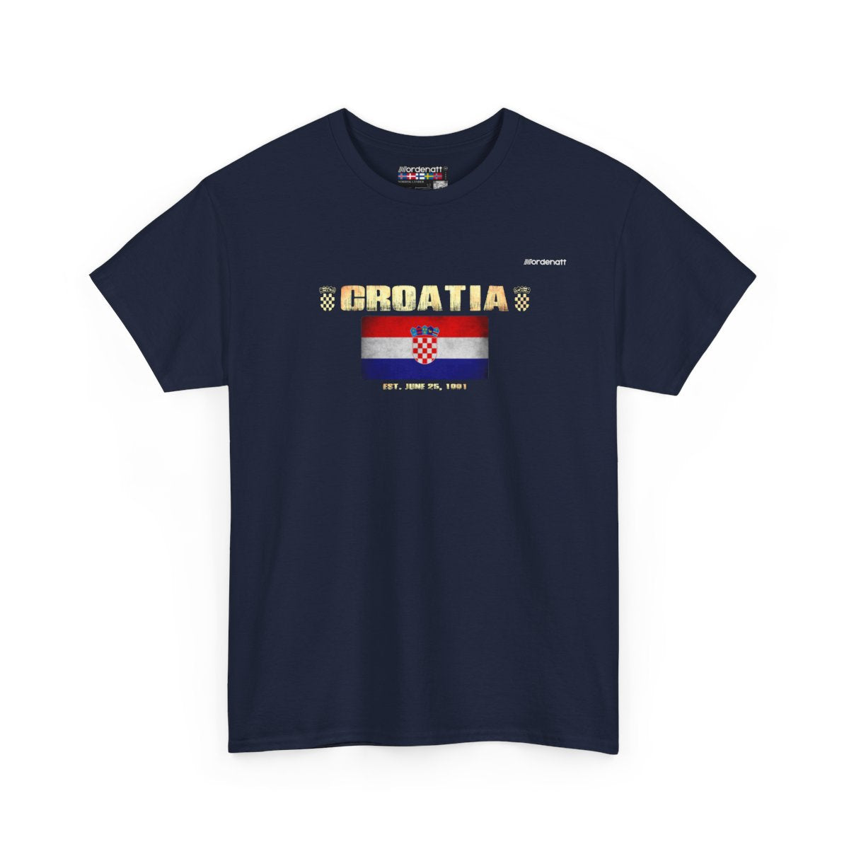 Croatia flag t-shirt in Navy — premium cotton, Nordenatt