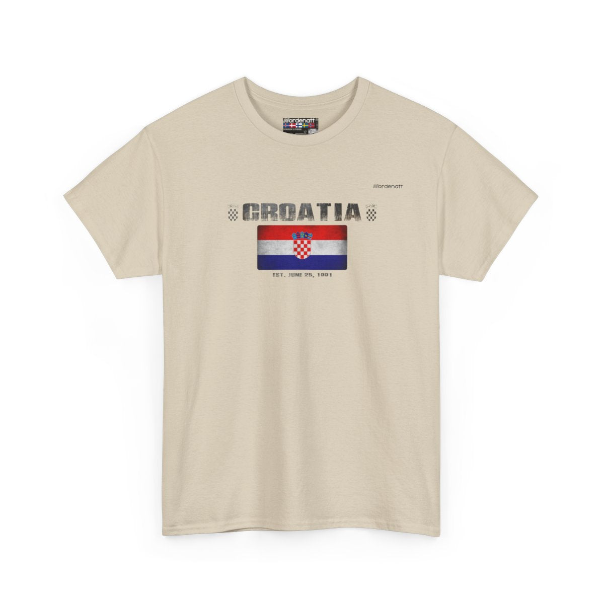 Croatia flag t-shirt in Sand — premium cotton, Nordenatt