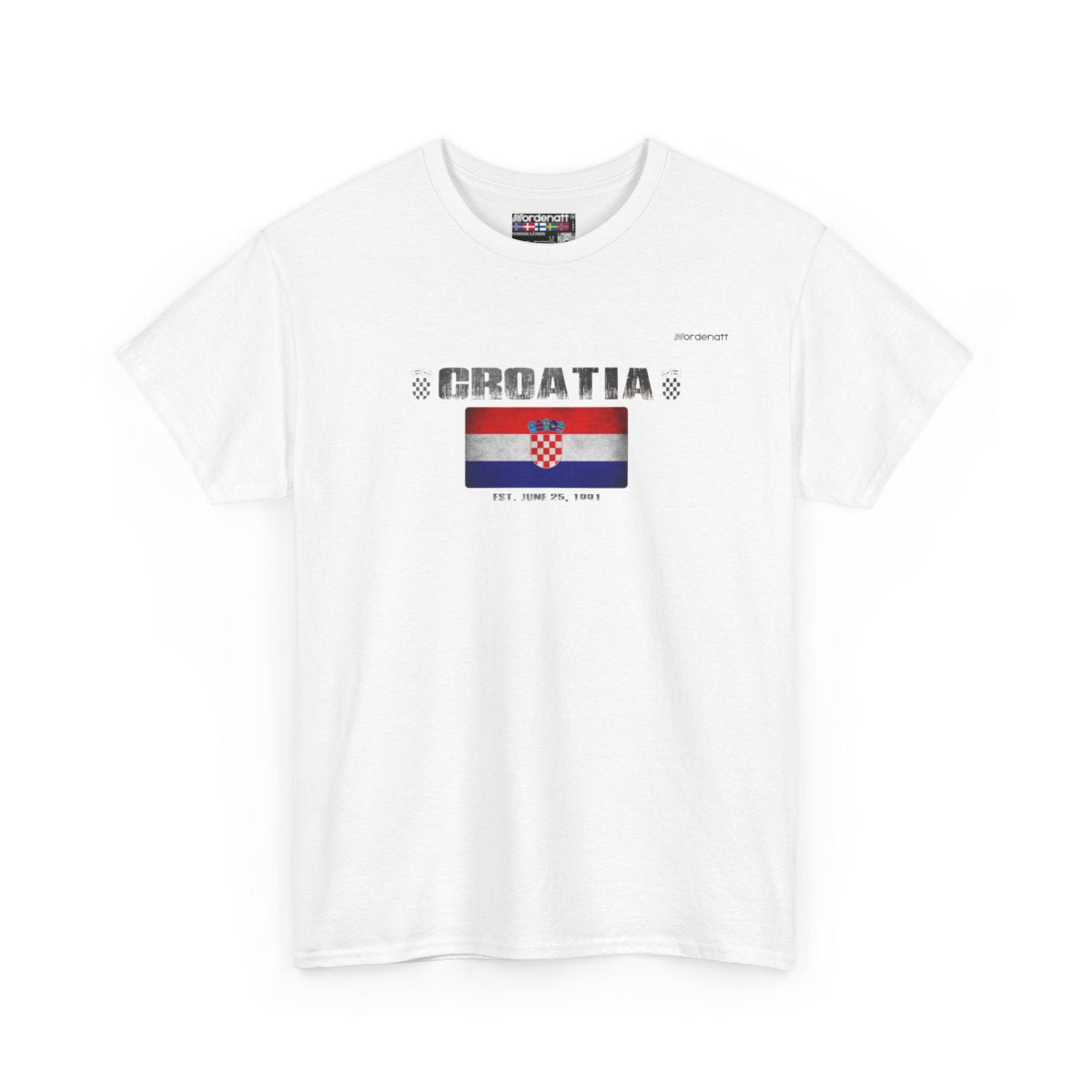 Croatia flag t-shirt in White — premium cotton, Nordenatt