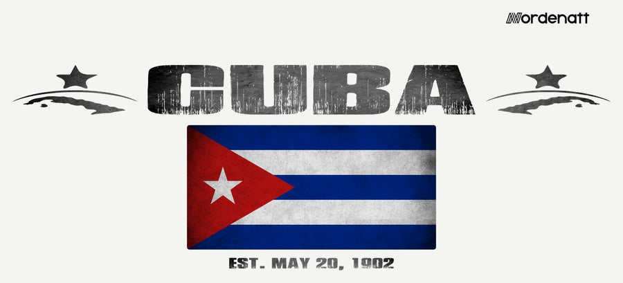 Cuba design preview: flag, date and emblem inspiration printed on light t-shirts (Nordenatt)