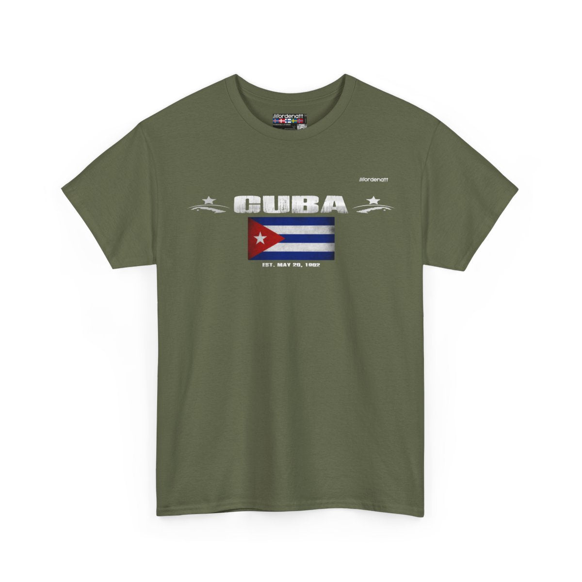 Cuba flag t-shirt in Military Green — premium cotton, Nordenatt