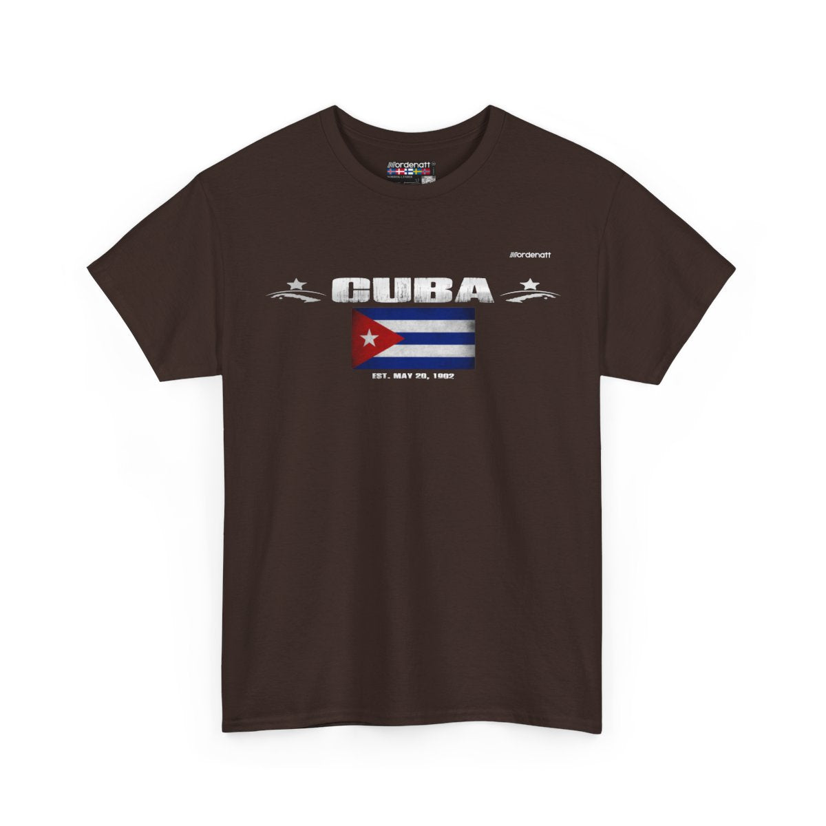 Cuba flag t-shirt in Dark Chocolate — premium cotton, Nordenatt