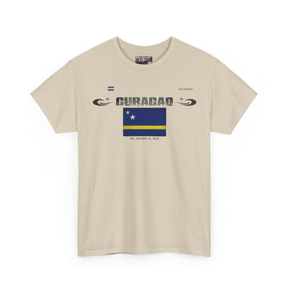 Curacao flag t-shirt in Sand — premium cotton, Nordenatt