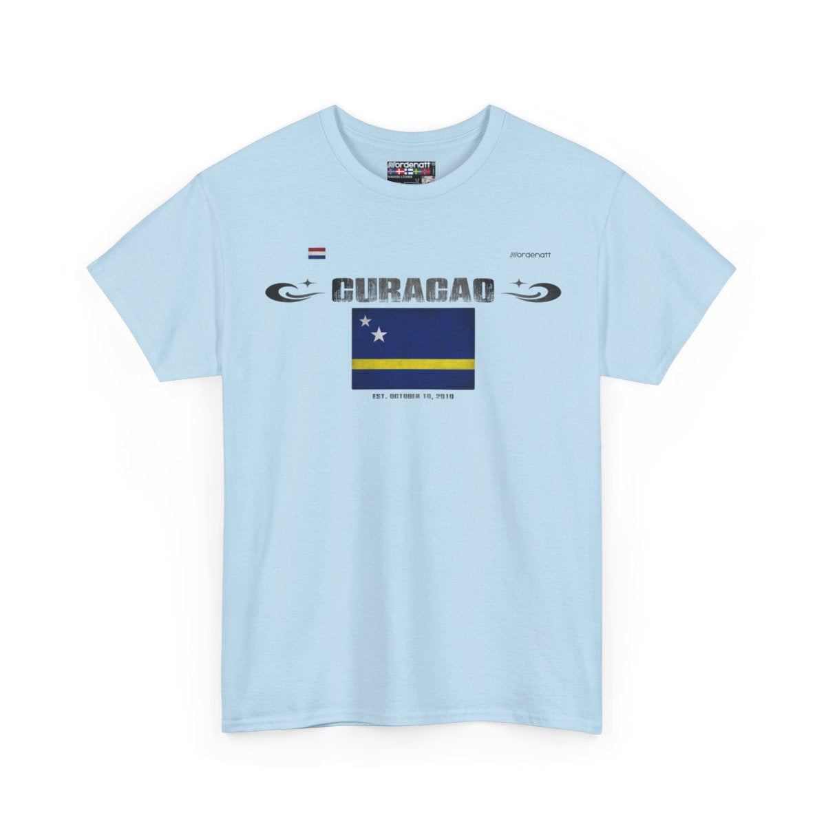 Curacao flag t-shirt in Light Blue — premium cotton, Nordenatt