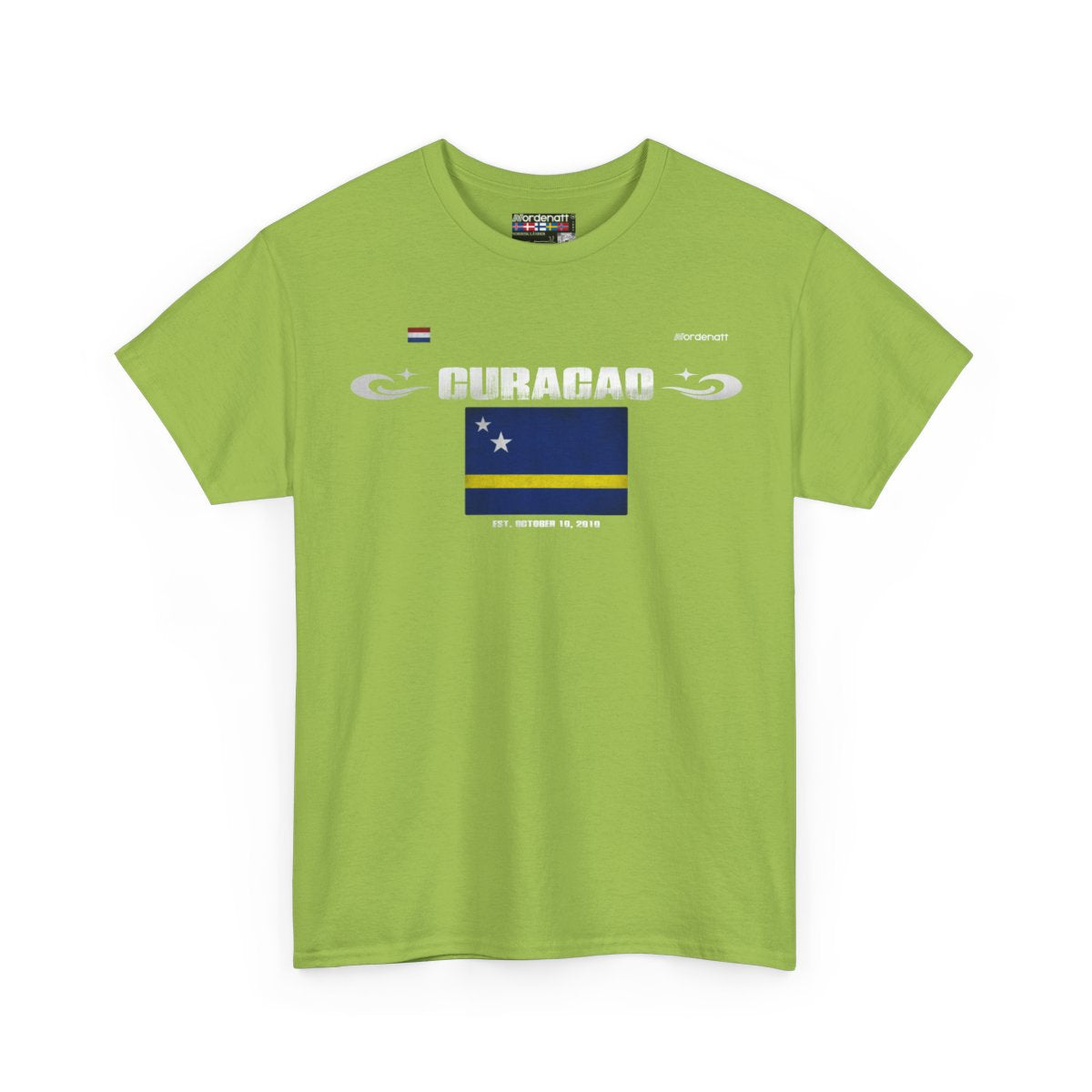 Curacao flag t-shirt in Kiwi — premium cotton, Nordenatt