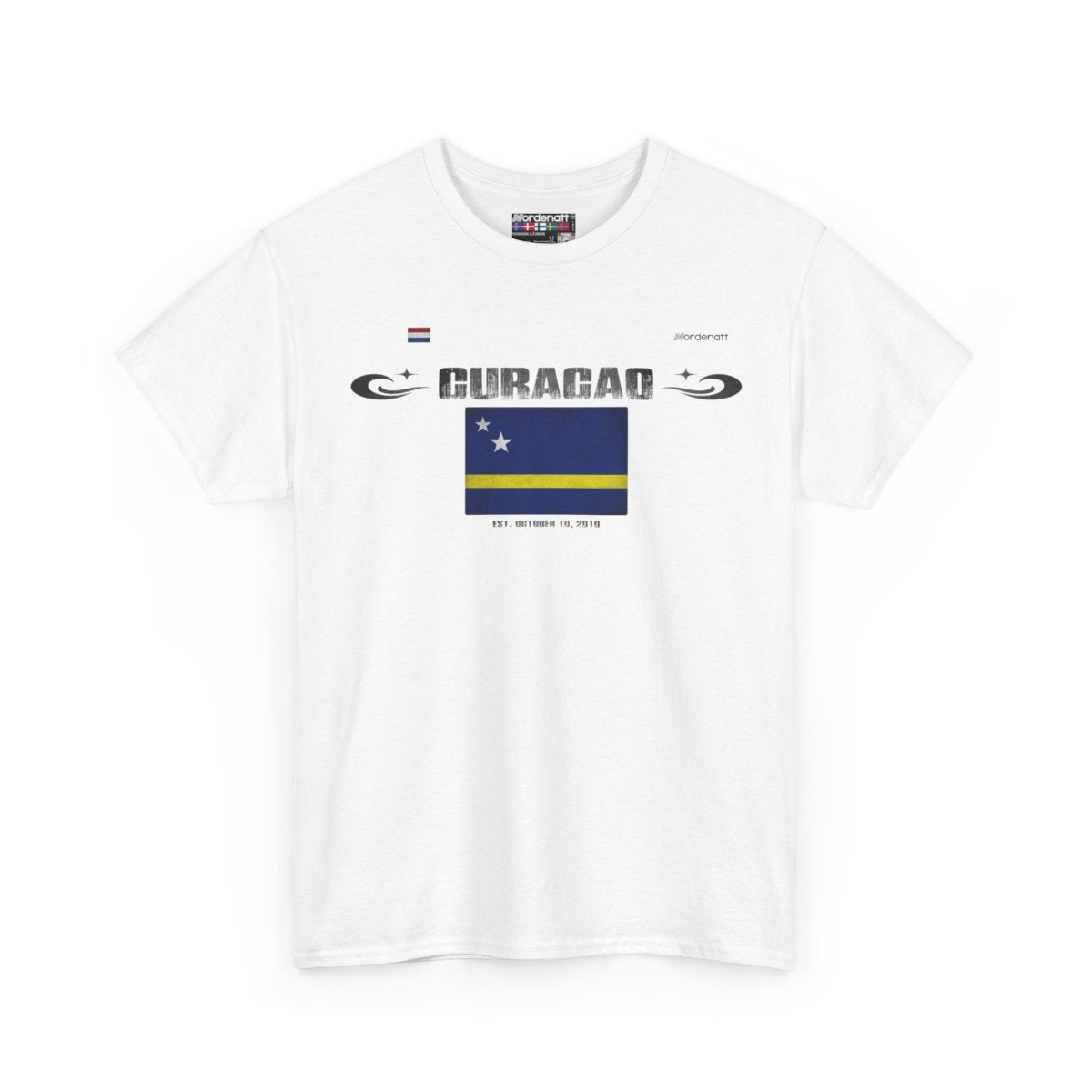 Curacao flag t-shirt in White — premium cotton, Nordenatt