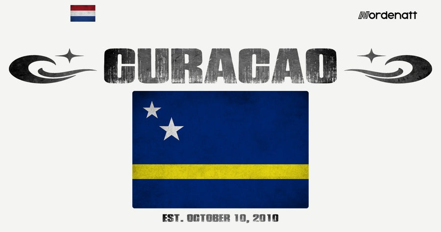 Curacao design preview: flag, date and emblem inspiration printed on light t-shirts (Nordenatt)
