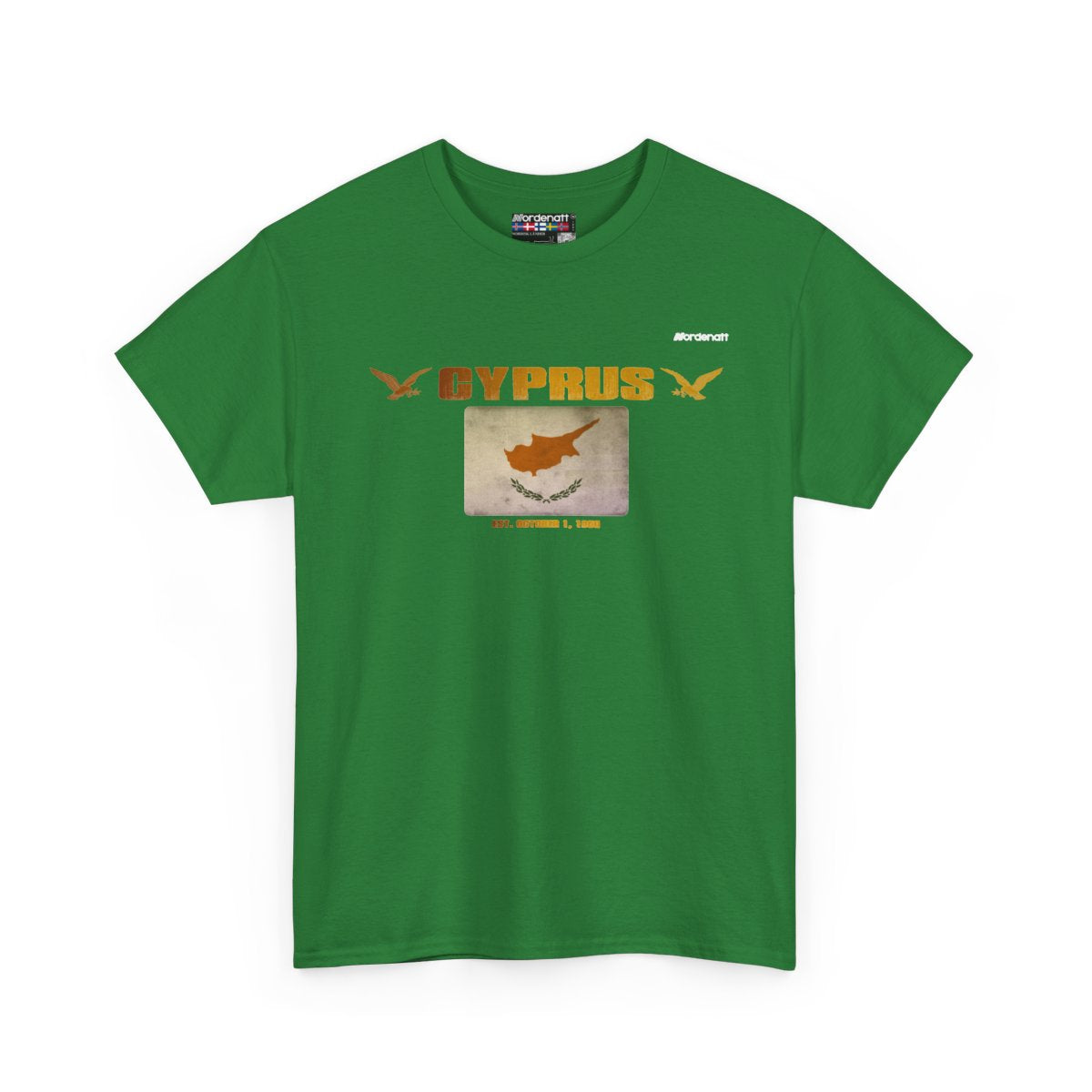 Cyprus flag t-shirt in Turf Green — premium cotton, Nordenatt