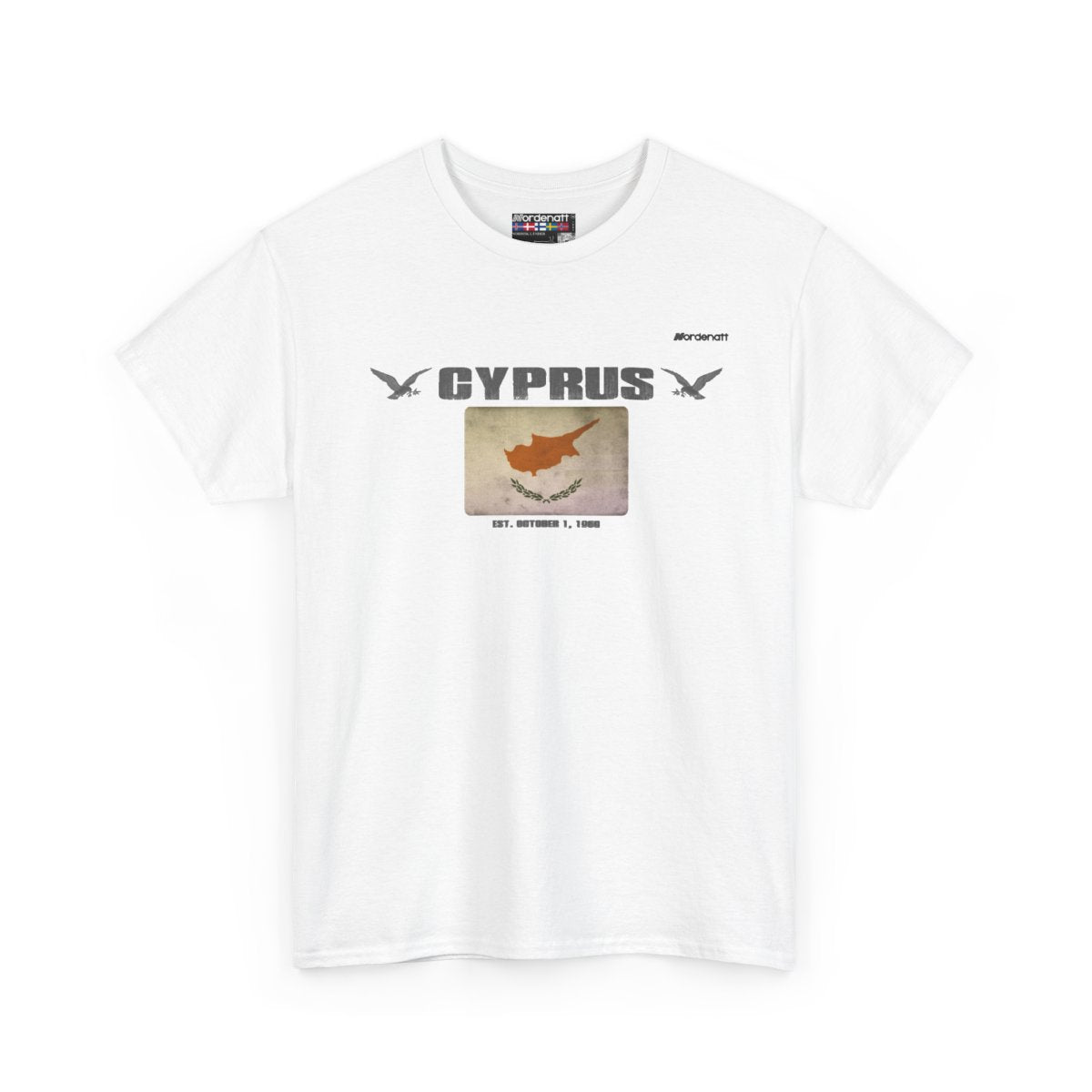 Cyprus flag t-shirt in White — premium cotton, Nordenatt