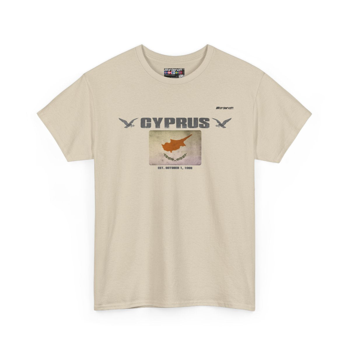 Cyprus flag t-shirt in Sand — premium cotton, Nordenatt