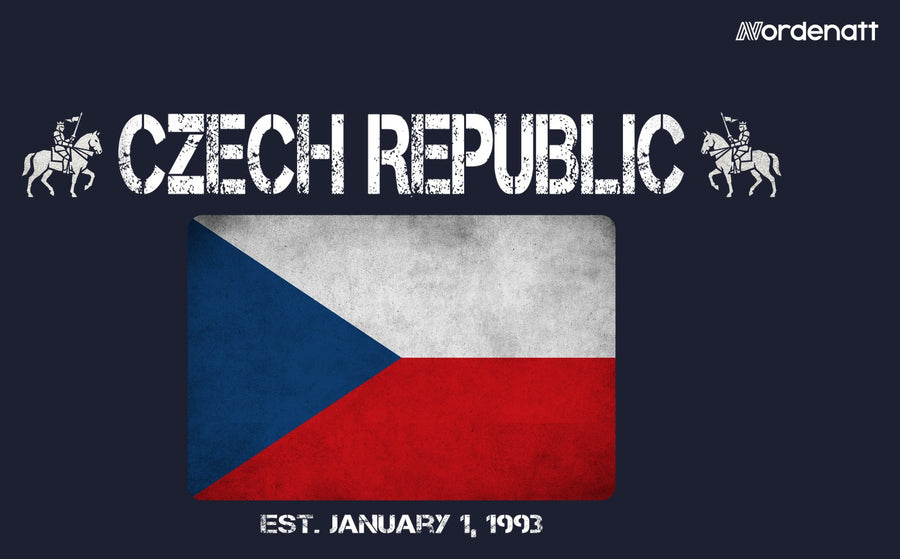 Czech Republic design preview: flag, date and emblem inspiration printed on dark t-shirts (Nordenatt)