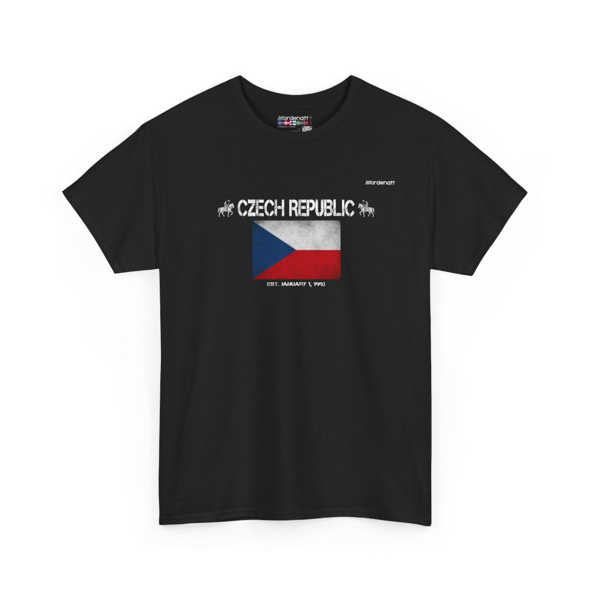 Czech Republic flag t-shirt in Black — premium cotton, Nordenatt