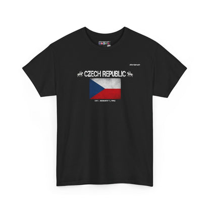 Czech Republic flag t-shirt in Black — premium cotton, Nordenatt