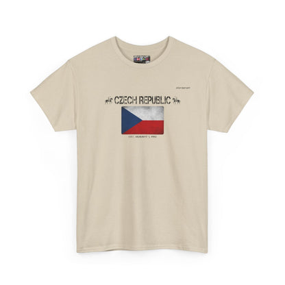 Czech Republic flag t-shirt in Sand — premium cotton, Nordenatt