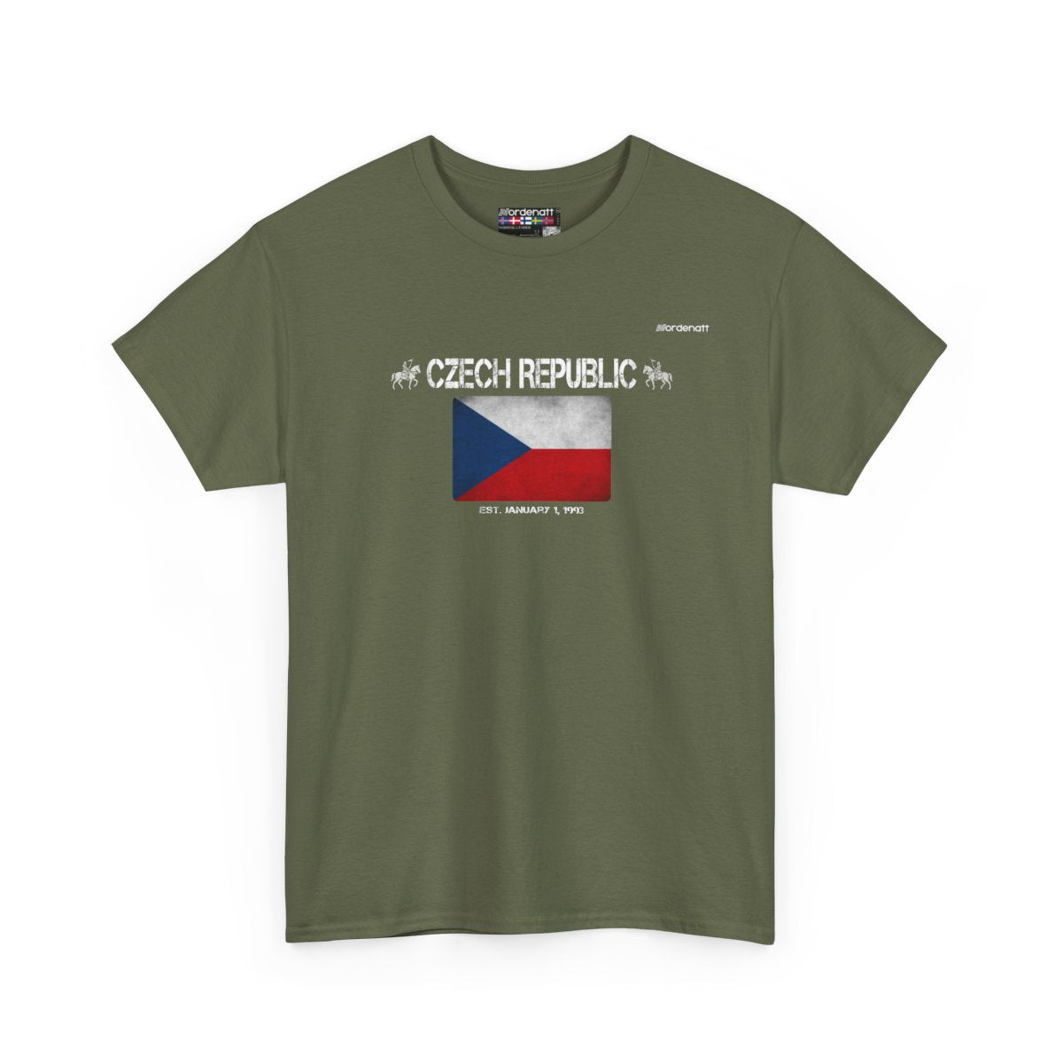 Czech Republic flag t-shirt in Military Green — premium cotton, Nordenatt