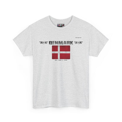 Denmark flag t-shirt in Ash — premium cotton, Nordenatt