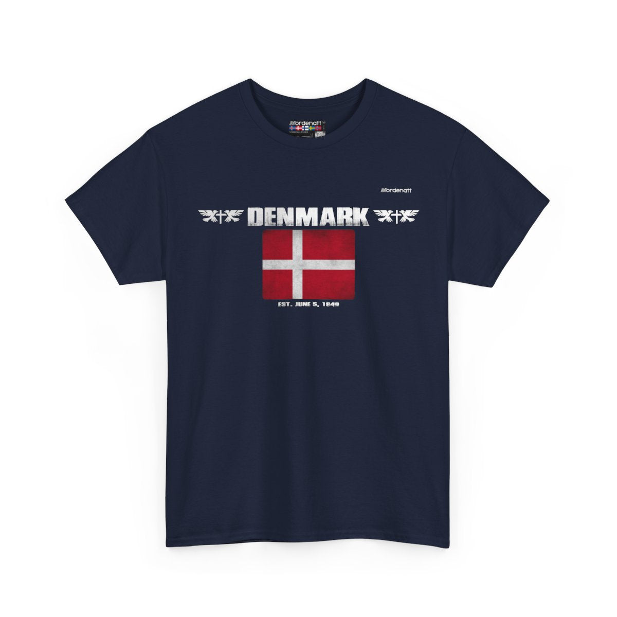 Denmark flag t-shirt in Navy — premium cotton, Nordenatt