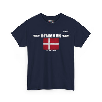 Denmark flag t-shirt in Navy — premium cotton, Nordenatt