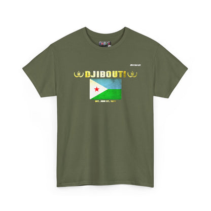 Djibouti flag t-shirt in Military Green — premium cotton, Nordenatt