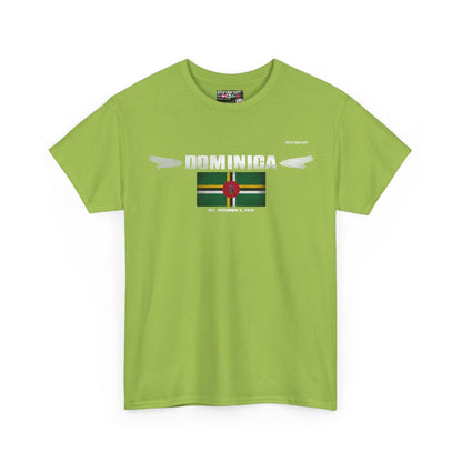 Dominica flag t-shirt in Kiwi — premium cotton, Nordenatt
