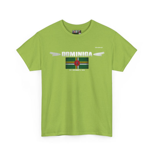 Dominica flag t-shirt in Kiwi — premium cotton, Nordenatt
